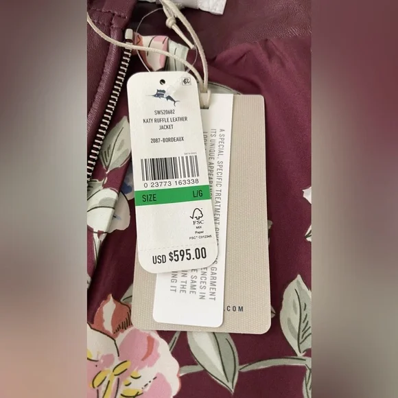 New Genuine Leather Tommy Bahama Burgundy Woman Jacket Full Zip - Picture 11 of 16